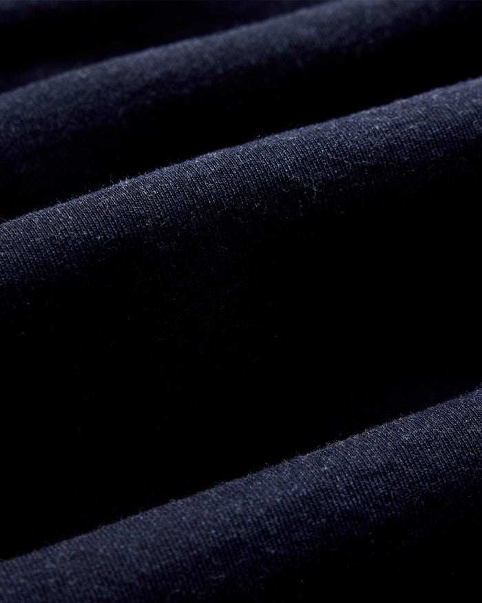 material shot of the fabric on The Apres Zip Hoodie in Rinsed Indigo Terry