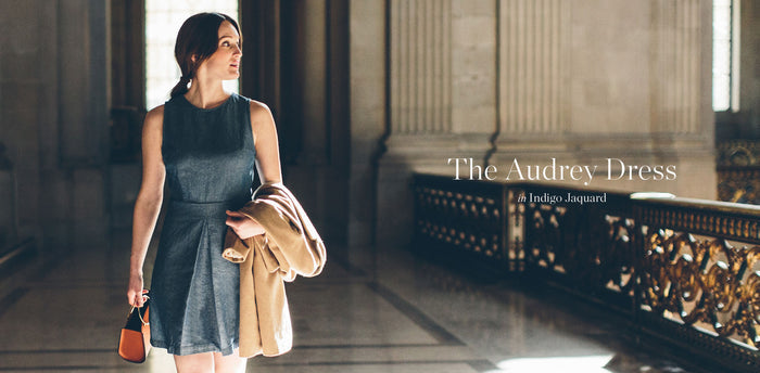 The Audrey Dress in Indigo Jacquard workshop header