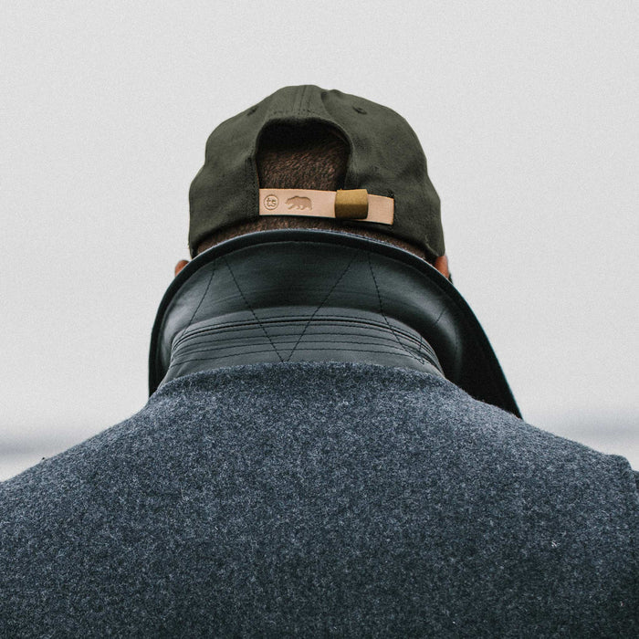 our fit model wearing The Ball Cap in Olive
