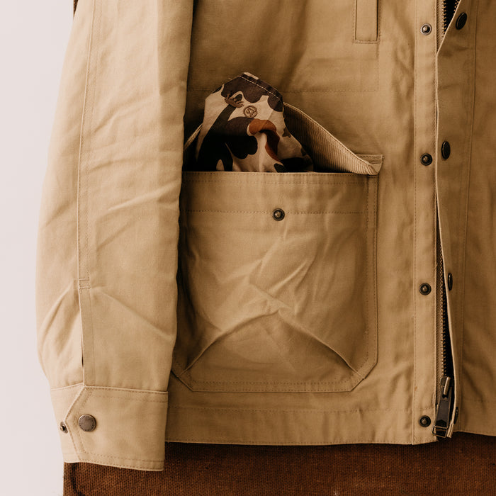 editorial image of The Bandana in Arid Camo in a pocket of a jacket