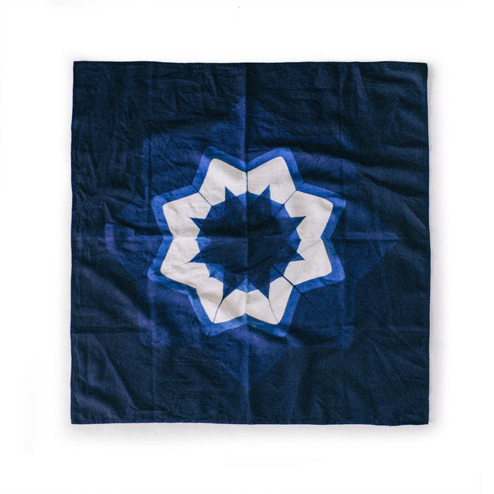 flatlay of The Bandana in Natural Indigo Geo