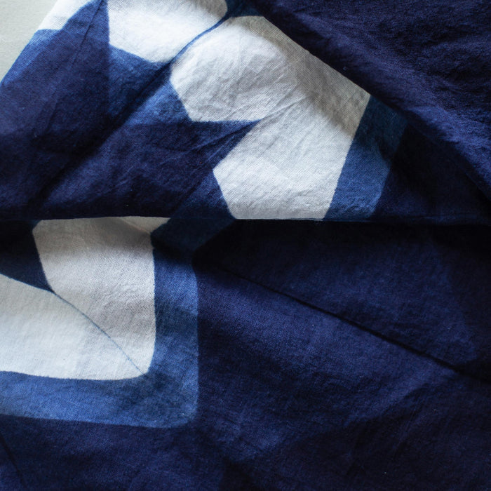 material shot of the pattern on The Bandana in Natural Indigo Geo