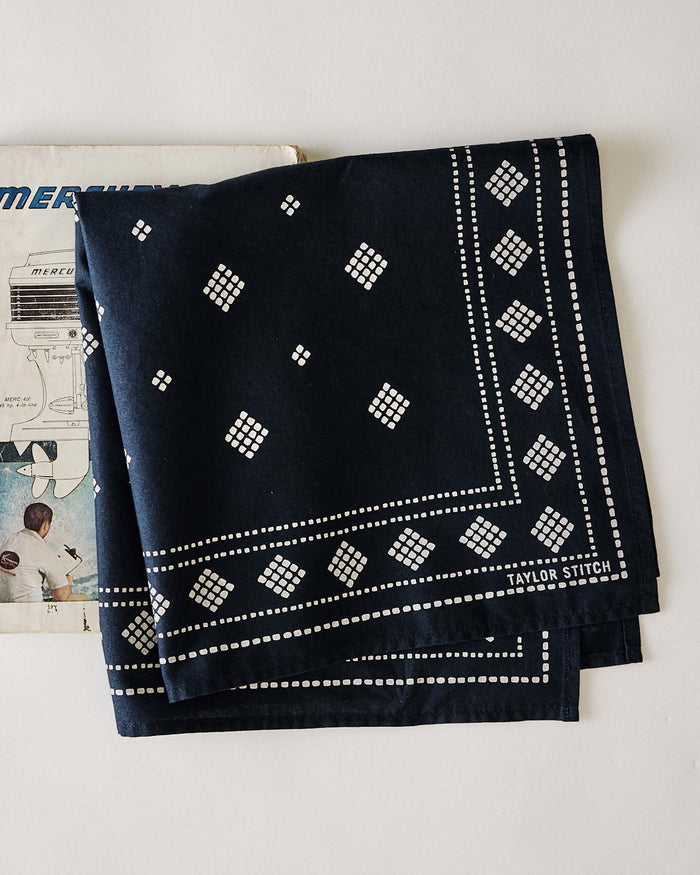 editorial image of The Bandana in Navy Diamond folded