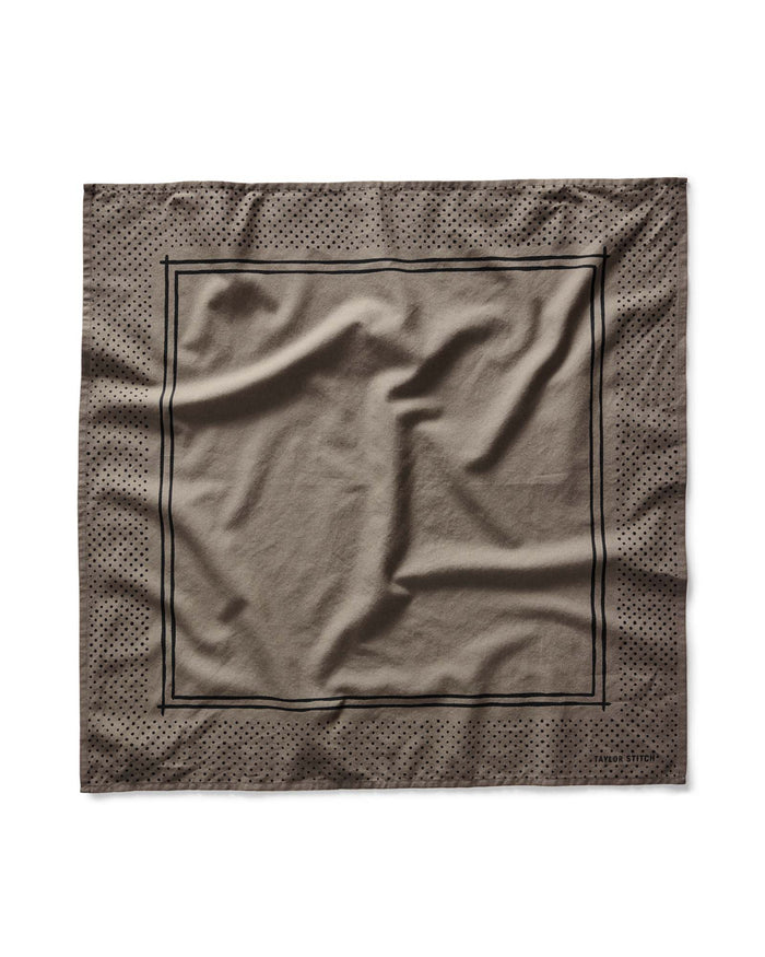 flatlay of The Bandana in Smoked Olive Pindot