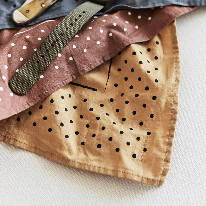 editorial image of The Bandana in Tarnished Gold and various bandanas