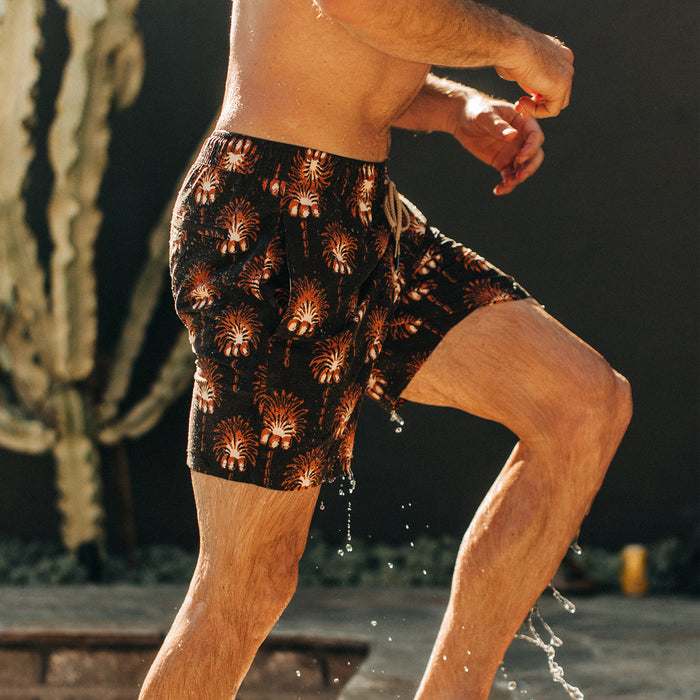 fit model coming out of the pool in The Bayberry Trunk in Mirage Palm