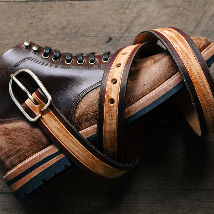 The Stitched Belt in Cortado paired with the trench boot