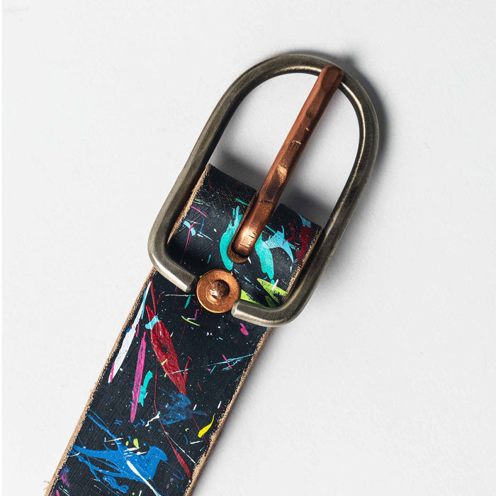 exterior buckle shot of The Stitched Belt in Cosmos