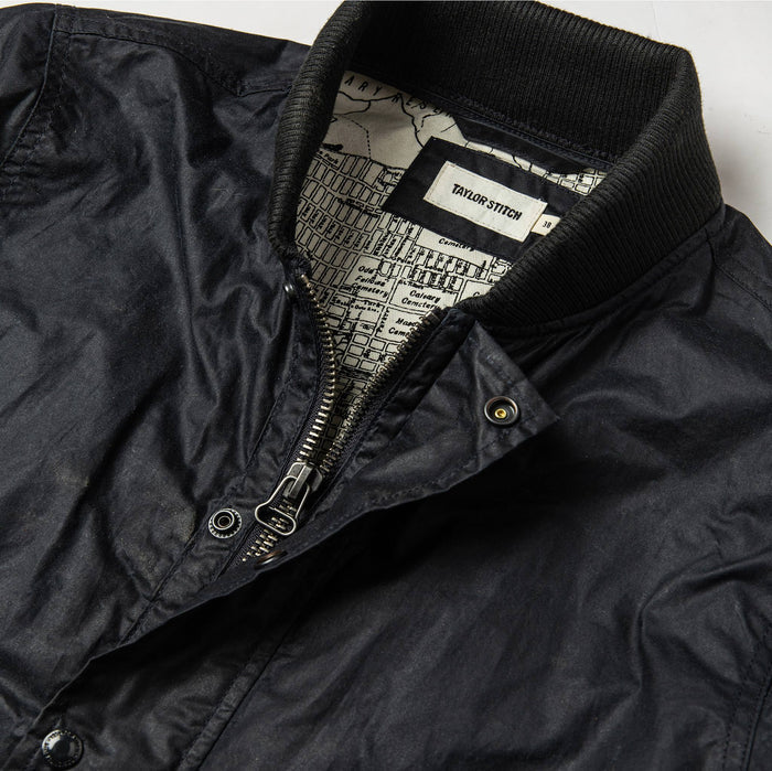 material shot of open collar and front placket