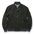 flatlay of The Bomber Jacket in Waxed Olive closed from the front