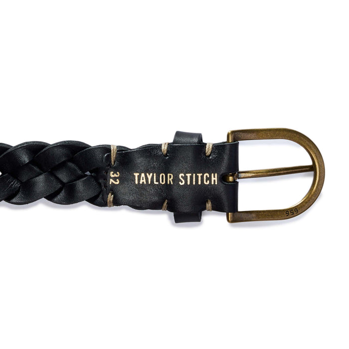 editorial image of the back of the buckle on The Braided Belt in Black