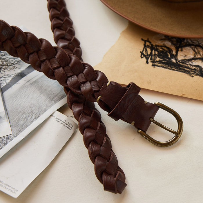 editorial image of The Braided Belt in Dark Brown on decor