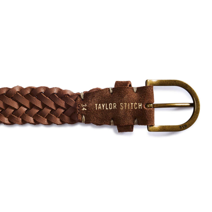 flatlay of the back of the buckle on The Braided Belt in Tan Suede