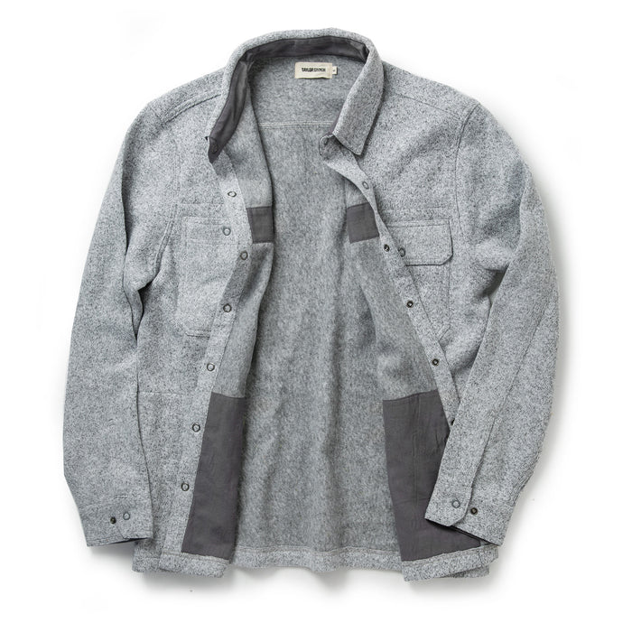 flatlay of The Breaker Overshirt in Ash, shown open