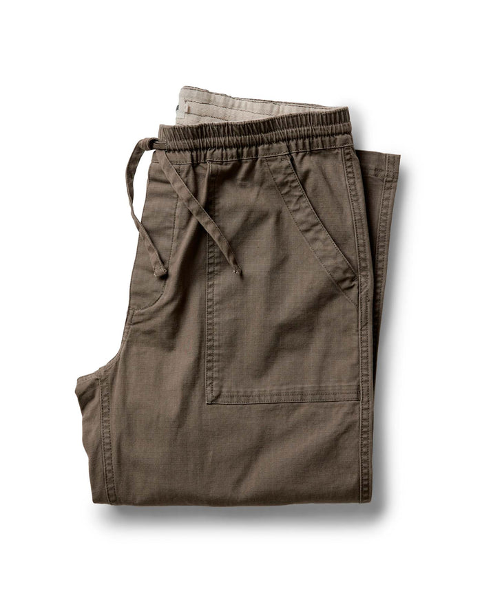 folded flatlay of The Breakwater Pant in Mushroom Ripstop