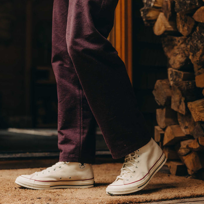 fit model showing off the hem on The Breakwater Pant in Nutmeg Donegal