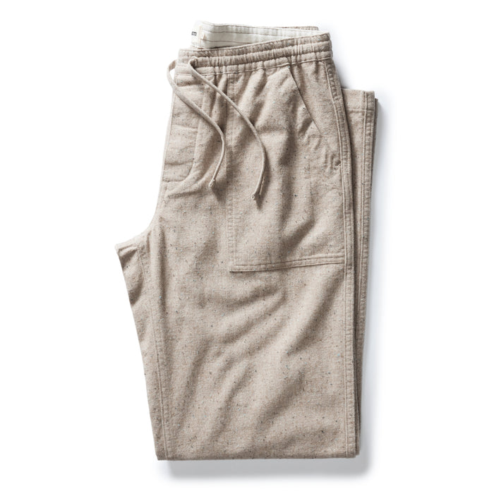 folded flatlay of The Breakwater Pant in Oat Donegal