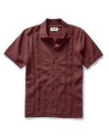 flatlay of The Button Down Polo in Dried Cherry Stripe