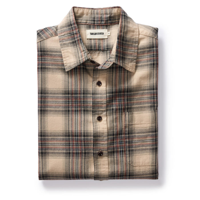 flatlay of The California in Dune Plaid Brushed Cotton Twill
