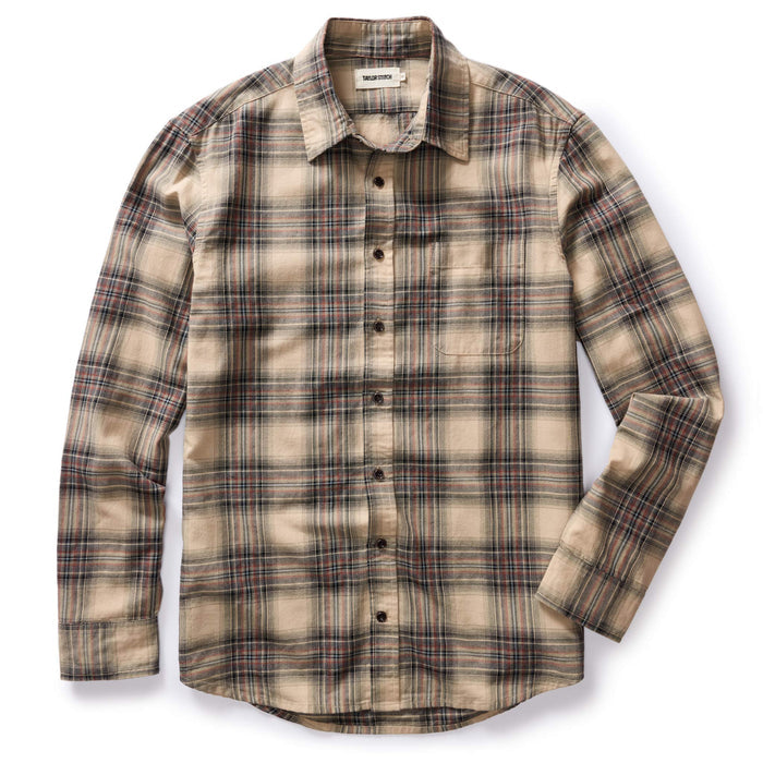 flatlay of The California in Dune Plaid Brushed Cotton Twill, shown in full