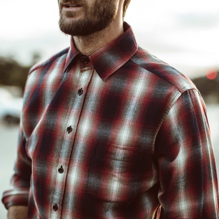 The fit model showing the collar of the shirt
