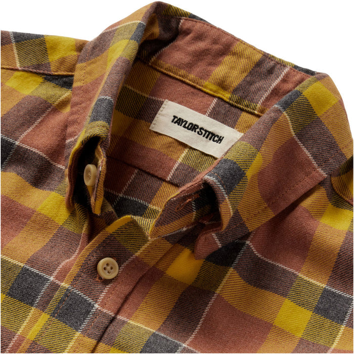material shot of the collar on The California in Trolley Plaid