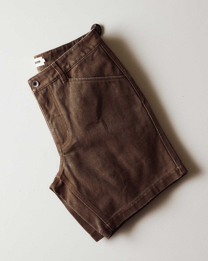 folded flatlay of The Camp Short in Aged Penny Chipped Canvas