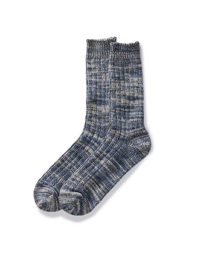 flatlay of The Camp Sock in Marled Blue