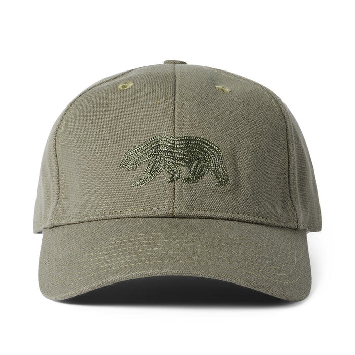 front image of The Canvas Cap in Olive Embroidered Bear