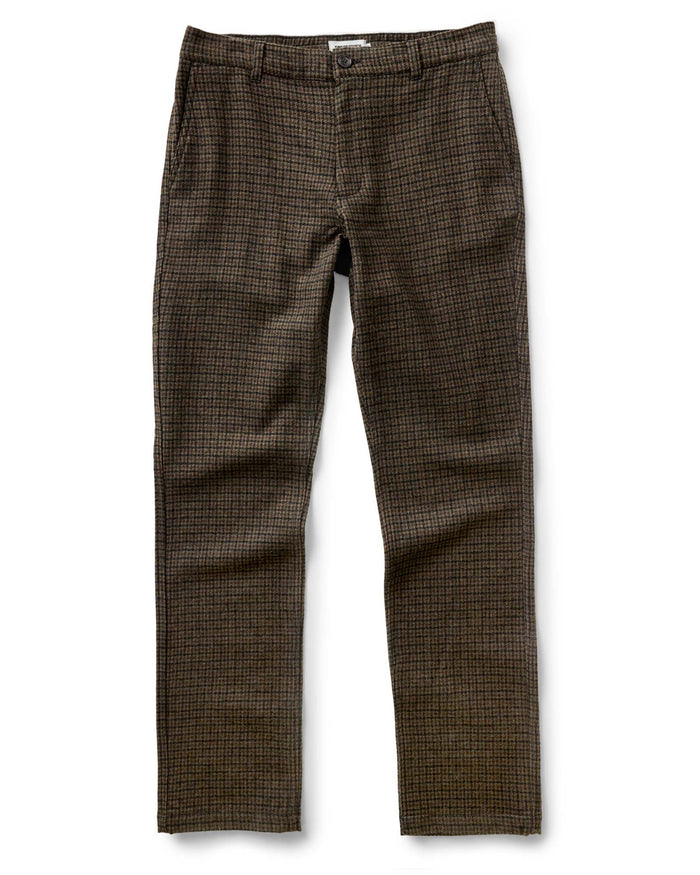 flatlay of The Carmel Pant in Timber Guncheck Italian Wool