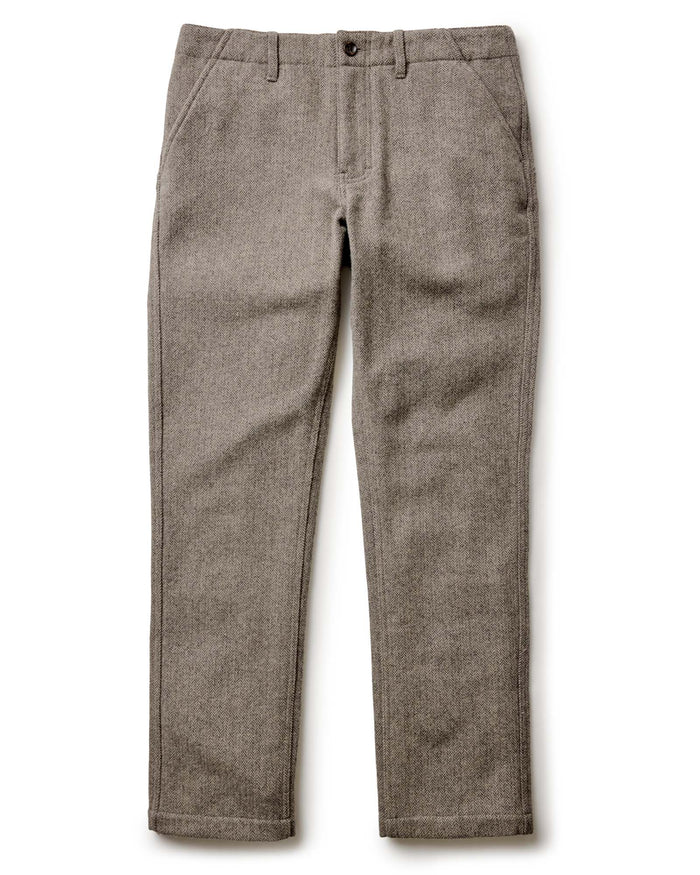 flatlay of The Carnegie Pant in Gravel Herringbone Wool