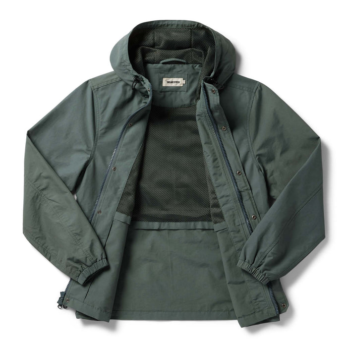 flatlay of The Chapman Jacket in Sea Green Sixty Forty open