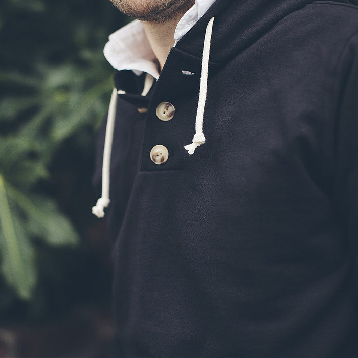 The Charcoal 3 Button Hooded Sweatshirt