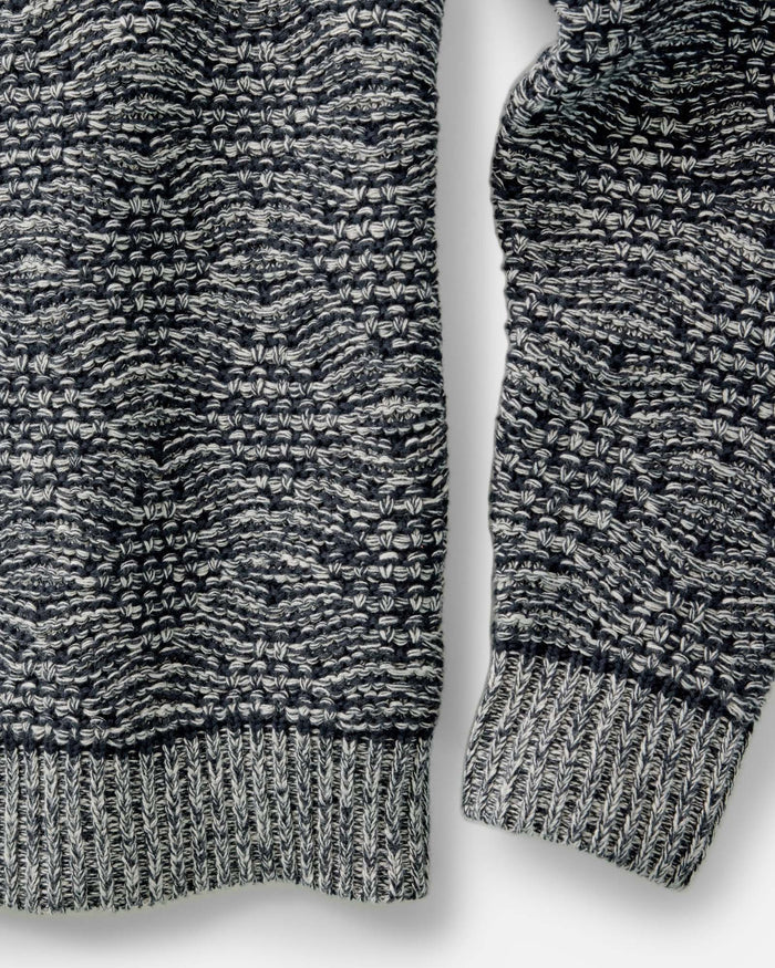 material shot of the sleeve on The Chatham Crew in Marine Stripe Jacquard