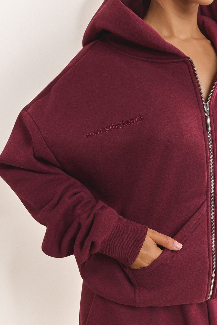 The Classics Longline Zip Jacket in Wine