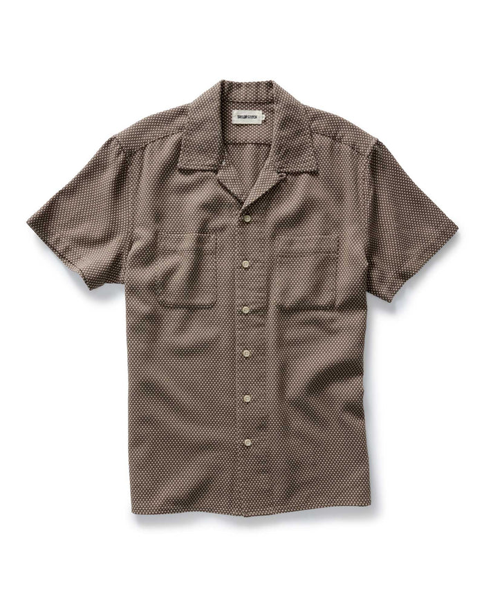 flatlay of The Conrad Shirt in Cocoa Dobby