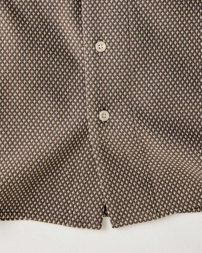 material shot of the buttons on The Conrad Shirt in Cocoa Dobby