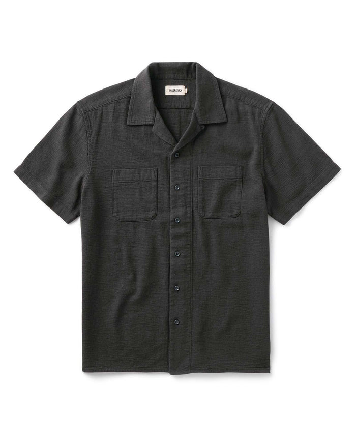 flatlay of The Conrad Shirt in Faded Black Linen
