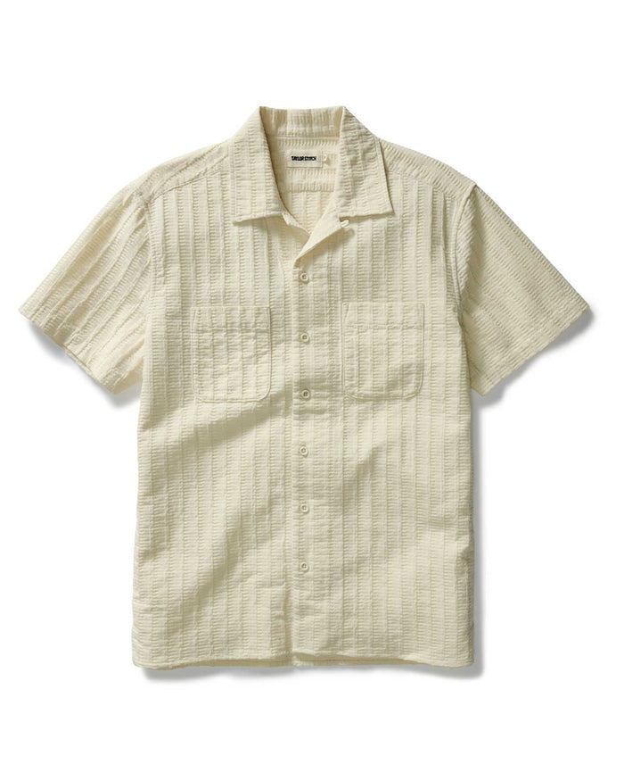 flatlay of The Conrad Shirt in Vintage White Dobby Stripe