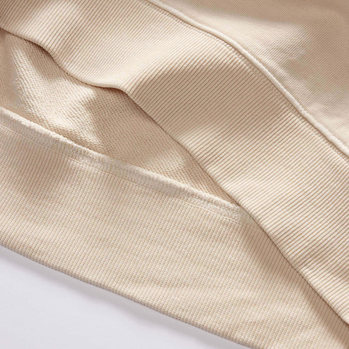 material shot of the hem on The Cotton Hemp Crew in Natural