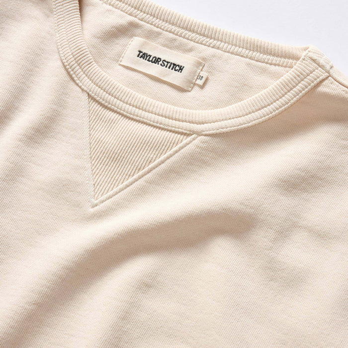 material shot of the collar on The Cotton Hemp Crew in Natural