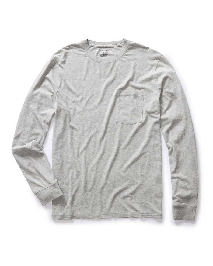 flatlay of The Cotton Hemp Long Sleeve Tee in Heather Grey