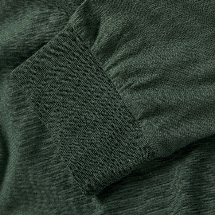 material shot of the cuff on The Cotton Hemp Long Sleeve in Pine
