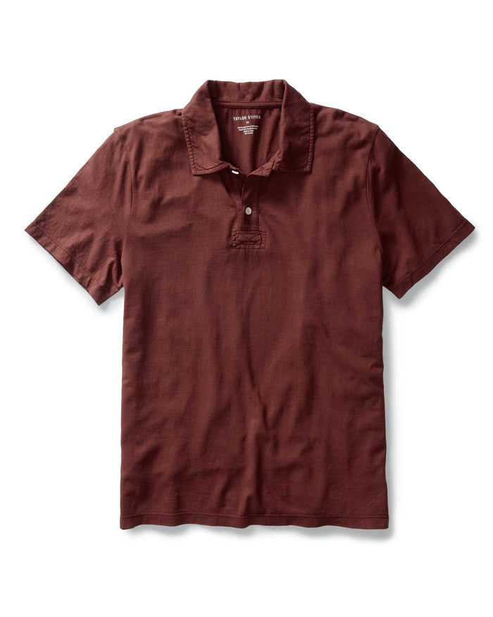 flatlay of The Cotton Hemp Polo in Black Cherry