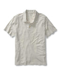 flatlay of The Cotton Hemp Polo in Heather Oat