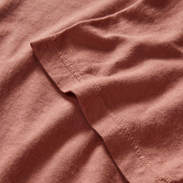 material shot of the sleeve on The Cotton Hemp Tee in Fired Clay