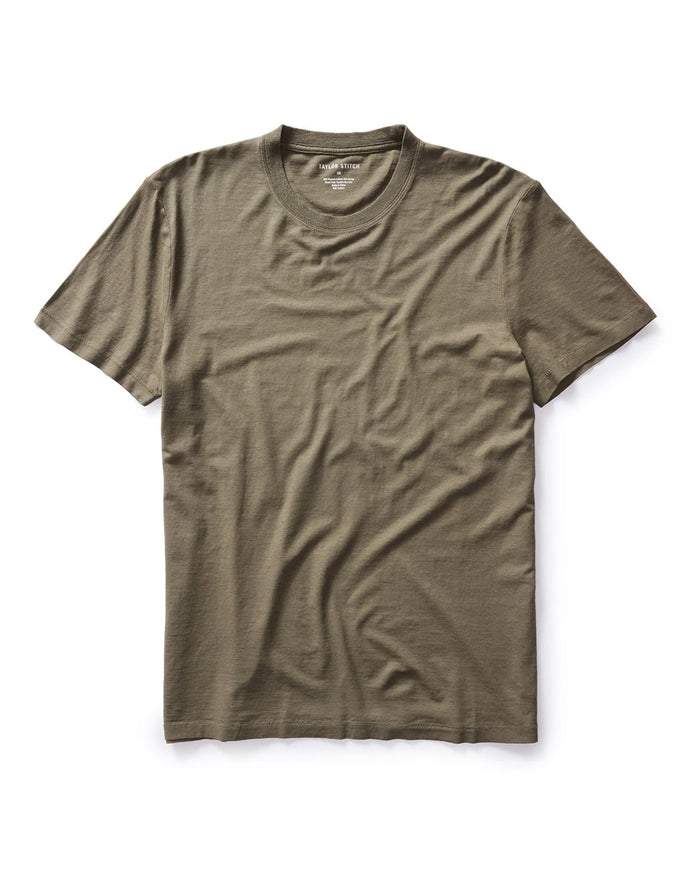 flatlay of The Cotton Hemp Tee in Olive