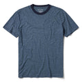 flatlay of The Cotton Hemp Tee in Slate and Navy Stripe