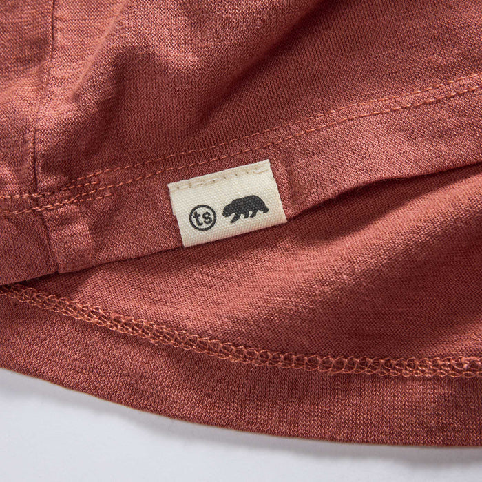 material shot of the tag on The Cotton Hemp Tee in Wish You Were Here