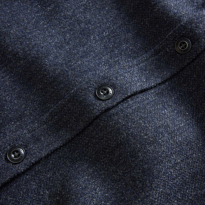 material shot of the buttons on The CPO Shirt in Marine Tweed Wool